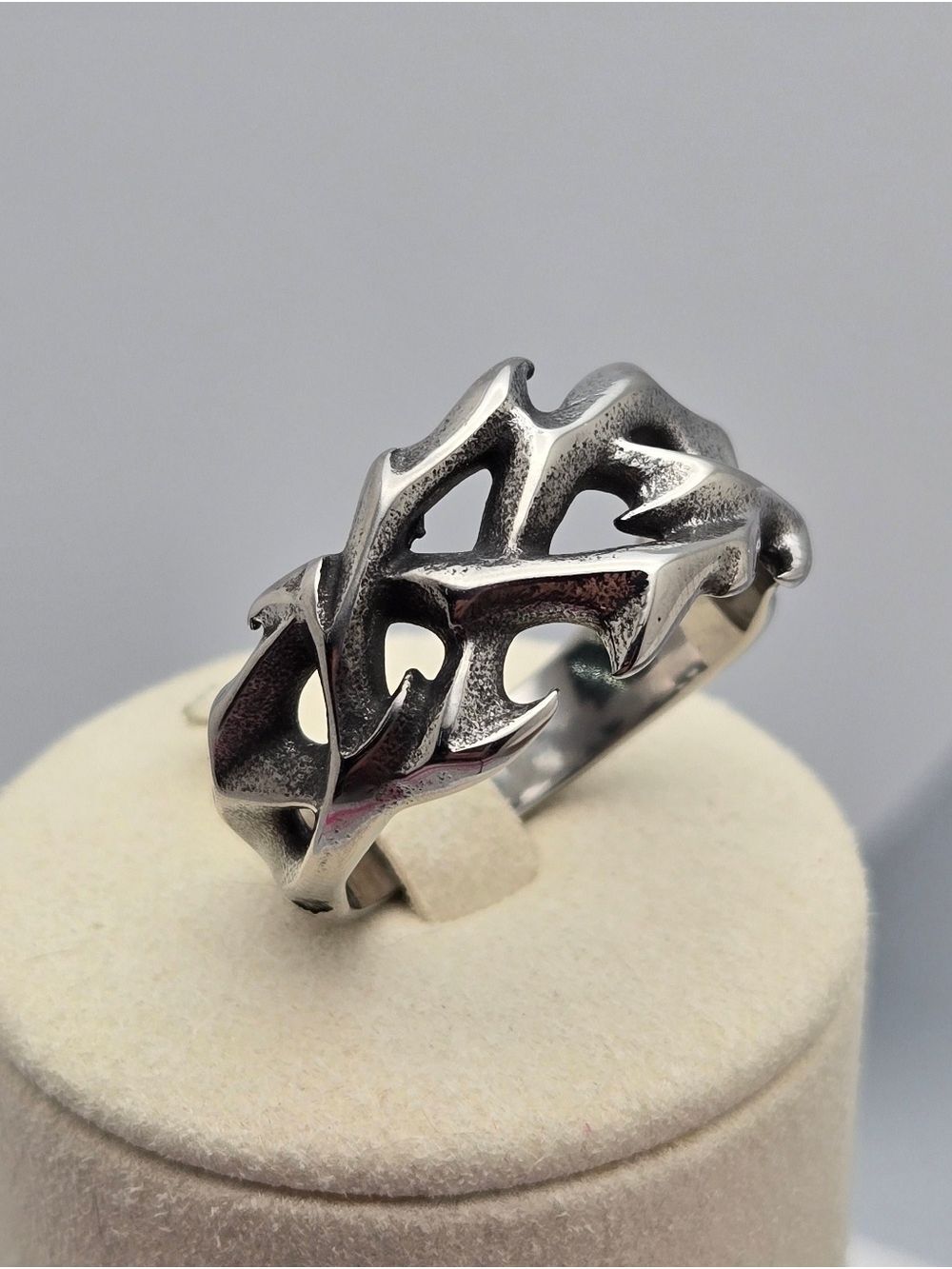 Stainless Steel Gothic Thorn Ring Crown of Thorns Band Size 13 Biker Punk